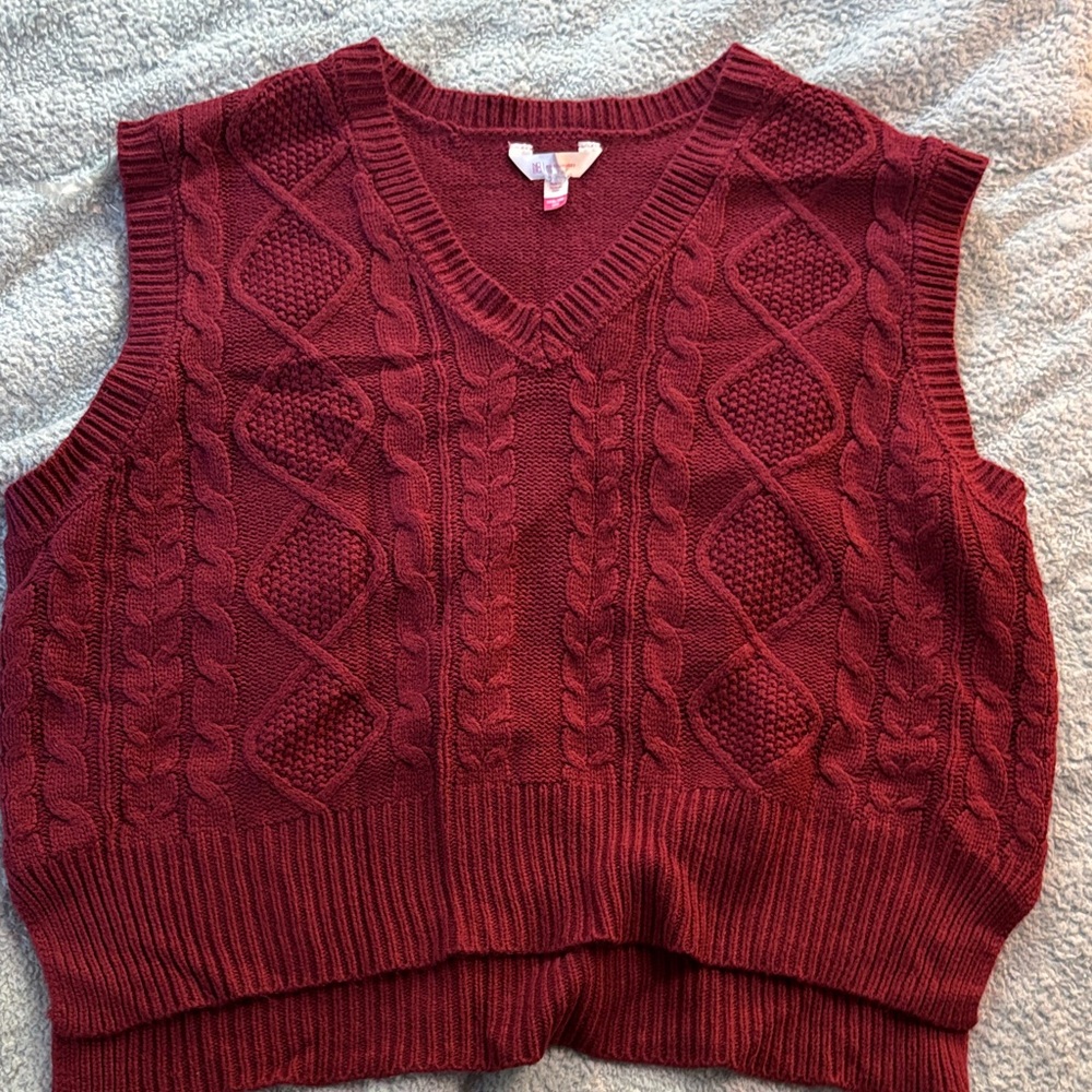 No Boundaries Burgundy Knit Vest